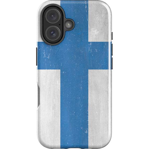 Finland Flag Distressed iPhone 16 Plus Impact Case